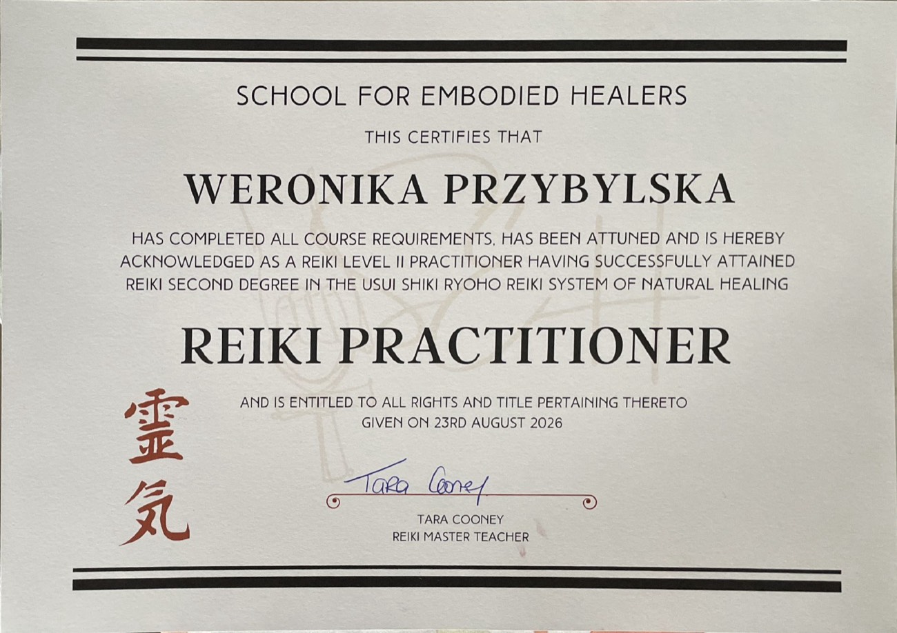 Reiki Level II Practitioner certificate, 2026